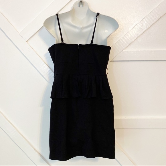 Romeo & Juliet Couture Peplum Ruffle Fitted Mini Dress Black Sz Medium - Picture 4 of 9